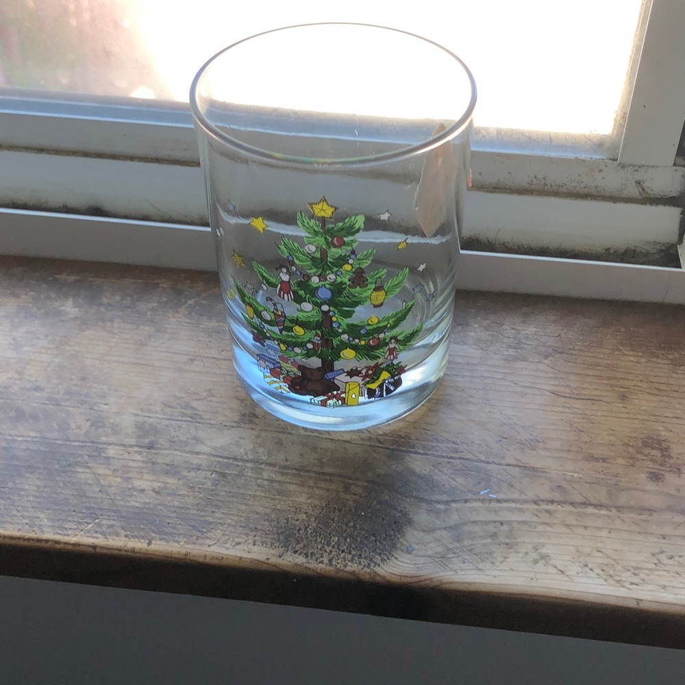 Festive Christmas Tree Holiday Glass - Clear with Green Tree Design